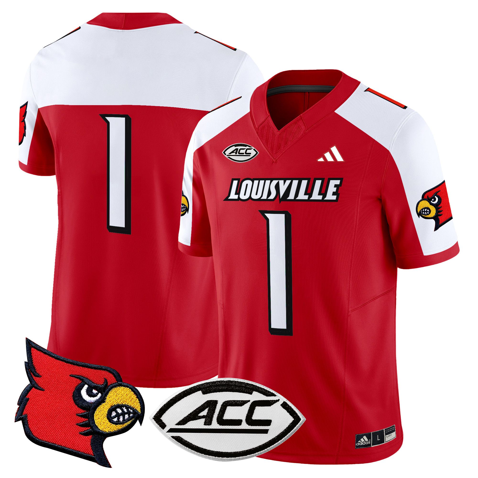 Men Louisville Cardinals #1 No Name Red 2024 Vapor Limited NCAA Jersey
